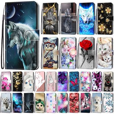 Custodia a portafoglio A15 A16 per OPPO A16 CPH2269 Custodia per telefono Custodia a libro in pelle dipinta carina per Oppo A 16 A15 A15S A16S Custodia Funda