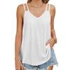 YYFS Women's Fashion Casual Summer Spring Solid Color Print Sleeveless V-Neck Blouses & Shirts