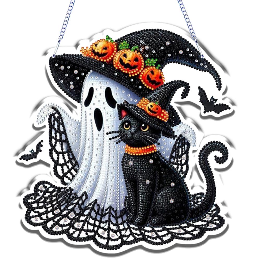 

Halloween Theme 2D/Flat DIY Hanging Diamond Art Kits Diamond Painting Set Diamond Art Pendant Wall Decor for Home & Windows