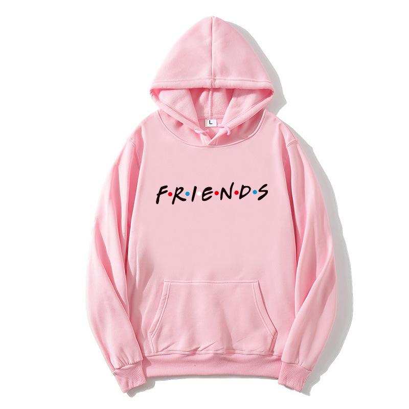Women's Hooded Long Sleeve Graphic Hoodie Loose Fit Preppy Style FRIENDS Letter Print Pullover Sweatshirt Casual Warm Top for Spring Daily Outfit