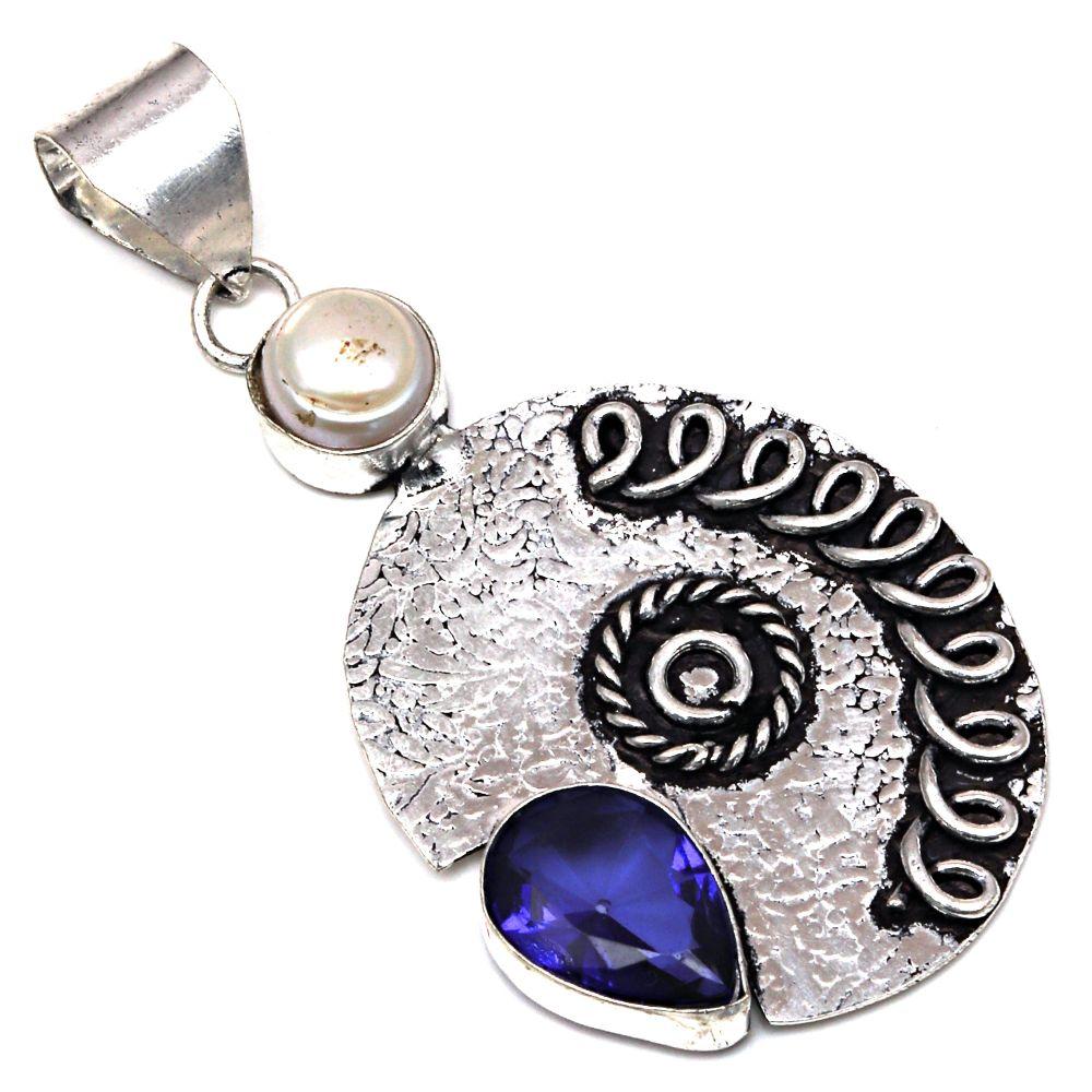 

Pendant Tanzanite Quartz Gemstone Handmade Silver Jewelry 2.5