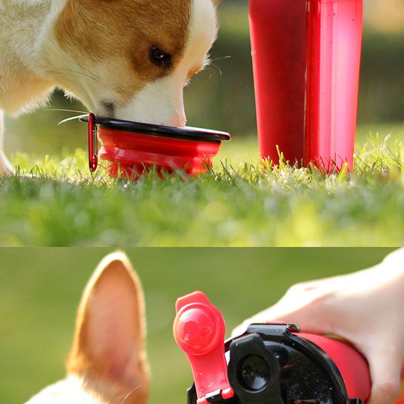 Dog Travel Water Bottle Bowls 2 in 1 Pet Food Container with Collapsible Portable Dog Food Bowl Outdoor Water Bowls for Pet Cat