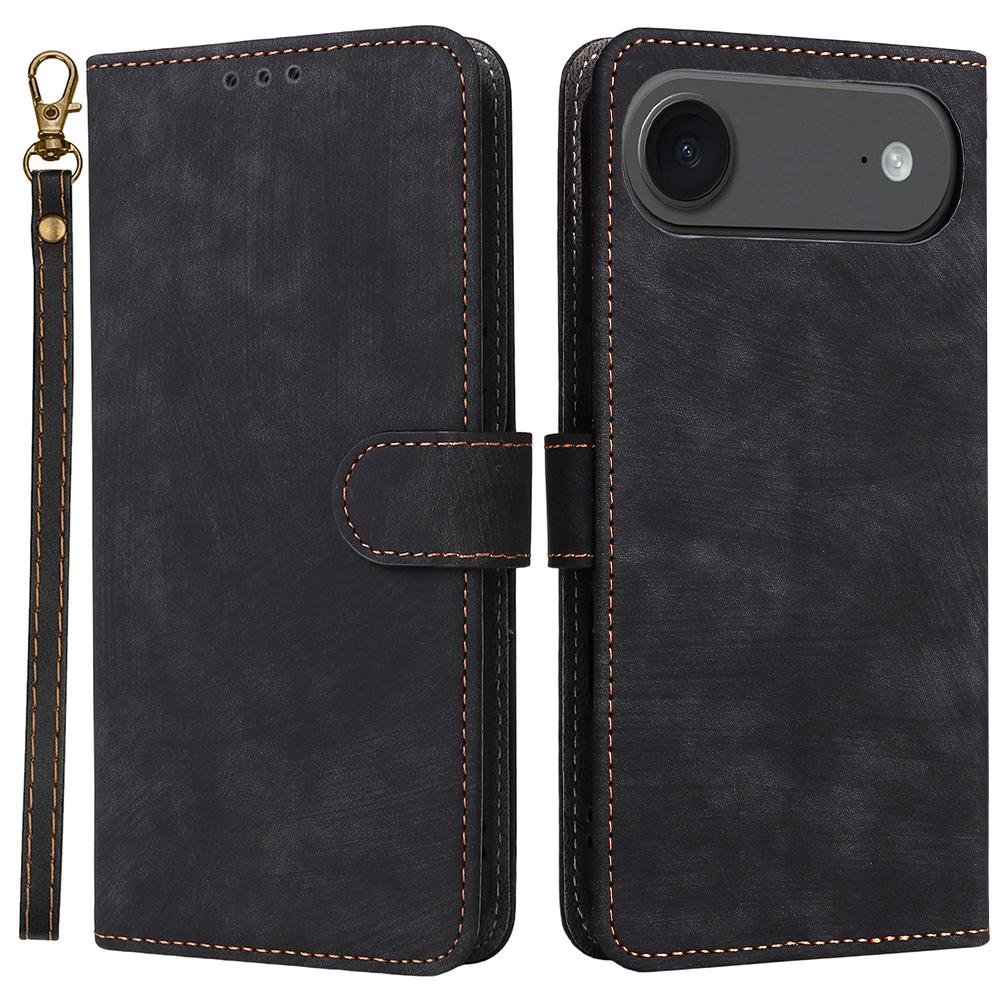 For iPhone Air Case Wallet RFID Blocking PU Leather Phone Cover Stand with Strap
