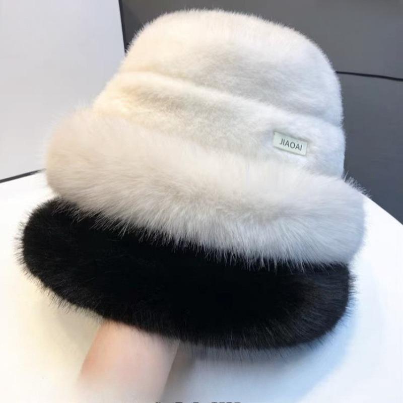 Winter Big Head Waist with Plush Fisherman's Hat Ear Protection Korean Edition Thickened Warm Plush Bucket Hat