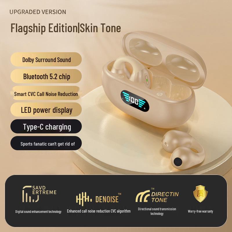 2025 New Wireless Air Conduction Ear Clip Headphones for Sports Running - Unisex In-Ear High-End Bluetooth