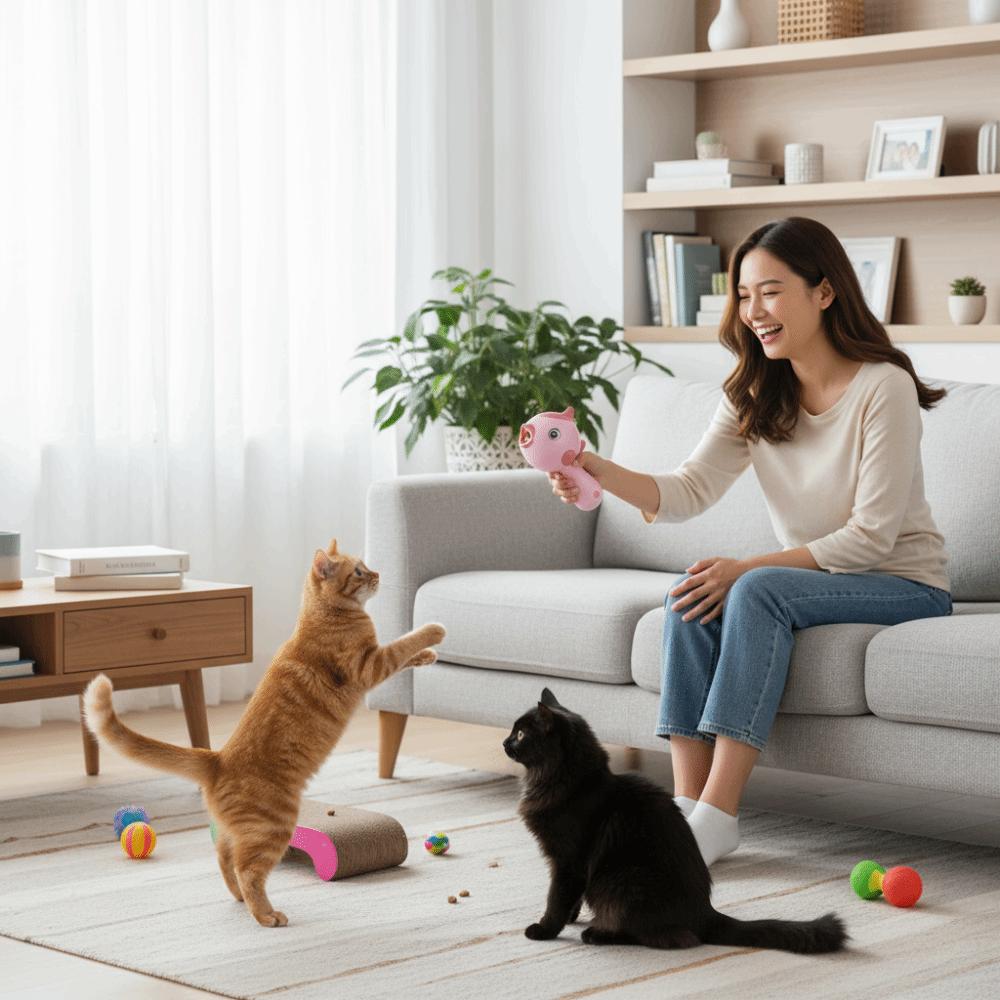 Kreativer Handheld-Hundesnack-Werfer Cartoon Automatischer Haustierfutterspender Spielzeug Kunststoff Tragbares Interaktives Spielzeug Haustiertraining