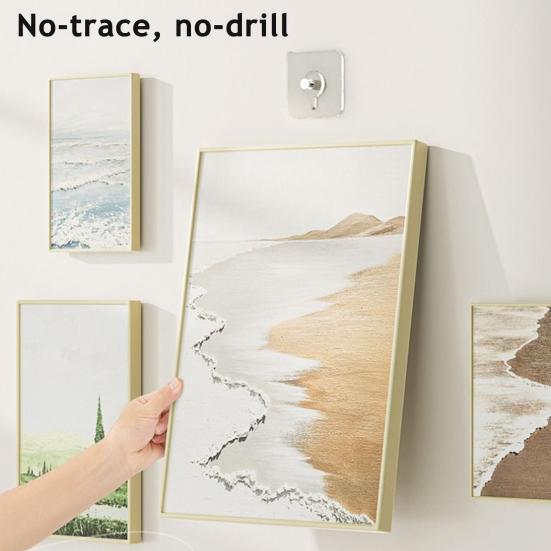 Adhesive Frame Titler Hooks Drill-free Installation Wall Hook Photo Frame Hanger Works on Walls Tiles Glass for Paintings Posters Photos