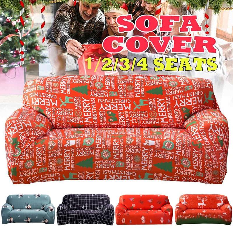 Printing Merry Christmas Sofa Covers Elastic Seat Stretch Slipcover Home Decor