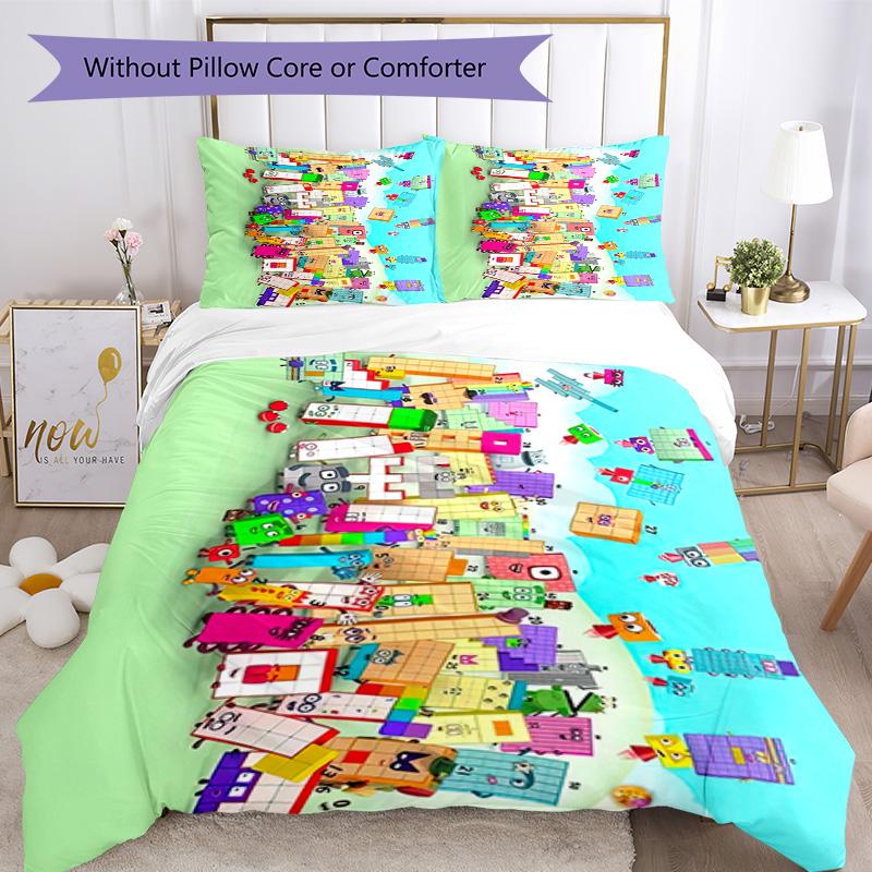 Set Biancheria da Letto Numberblocks Copripiumino Traspirante con Federe Biancheria da Letto Decorativa per Camera da Letto Decorazione per la Casa Regalo di Compleanno
