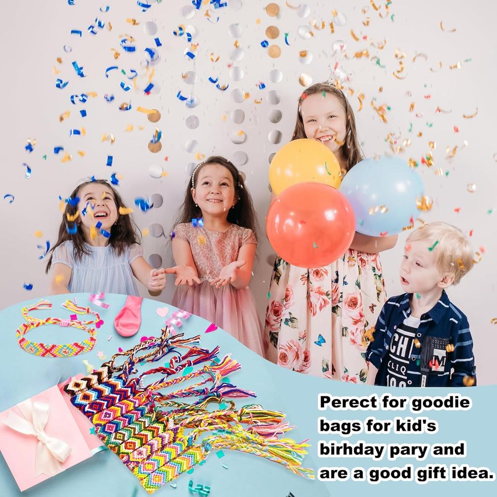 Woven Friendship Bracelets for Kids Girls Wowen, 12 Pack Handmade Adjustable Friendship Bracelet with Knot, Multicolor Braided Bracelets for End of