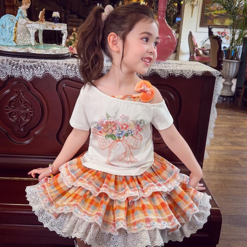 MIMIHELLO Girls' Summer Plaid Tiered Skirt