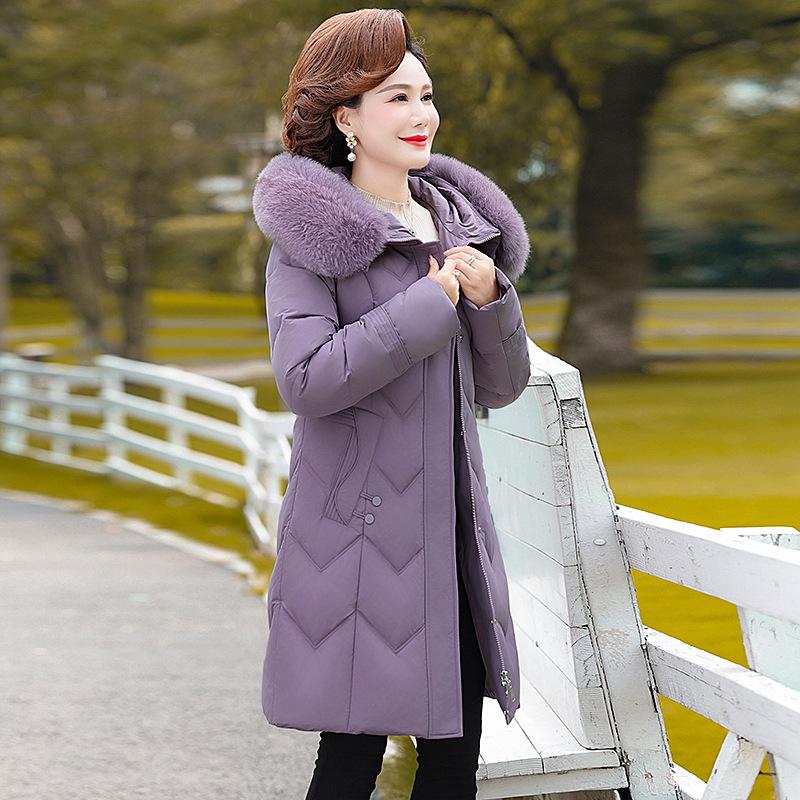 Mom's Down Jacket Mid Length Plus Size Over The Knee Thick Warm and Stylish Winter Jacket
