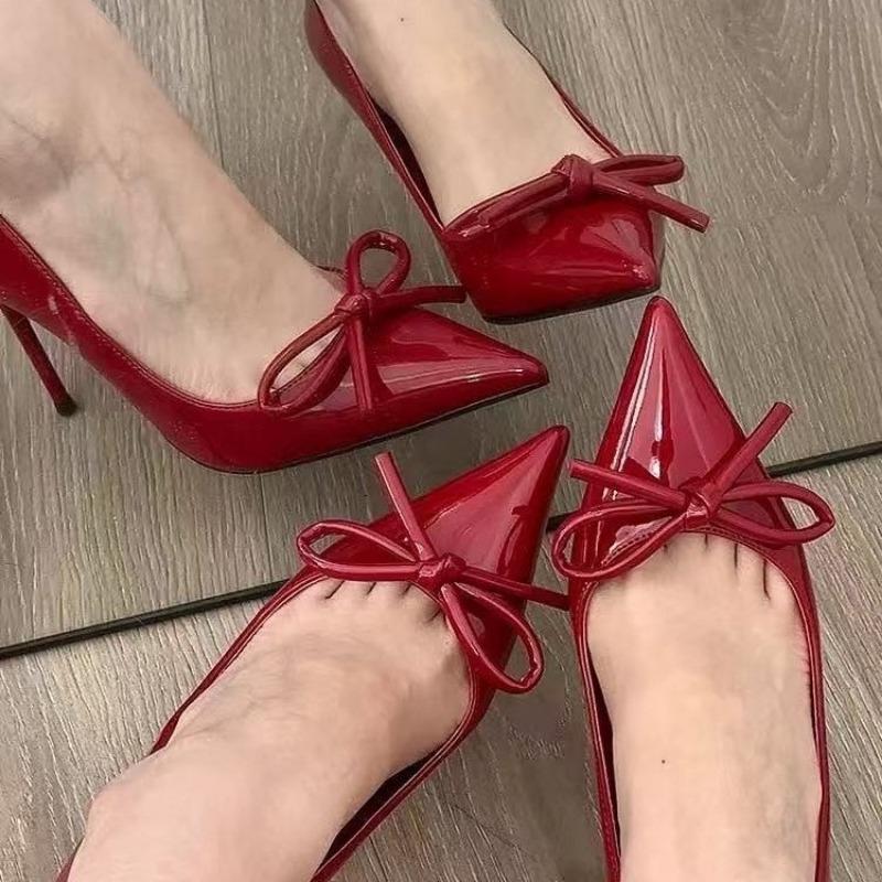 Fashion Pointed Toe Women Super High Heels Shoes Elegant Shallow Bow Pumps 2025 Summer Designer New Stilettos Fashion Zapatillas Mujer
