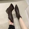 Ji Niche Thin Boots Pointed Short Boots Children Pointed Thick Heel Zipper Short Boots Women