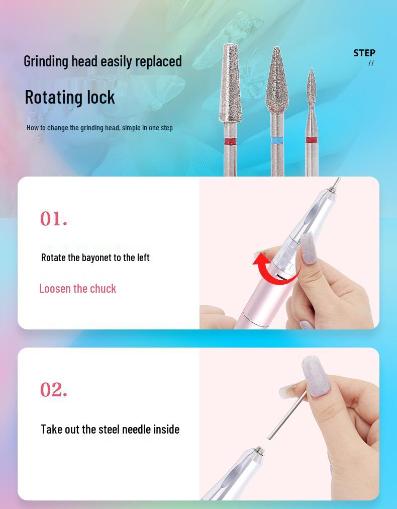 Portable Rechargeable 45000 RPM Nail Polish & Cuticle Remover Manicure Grinder