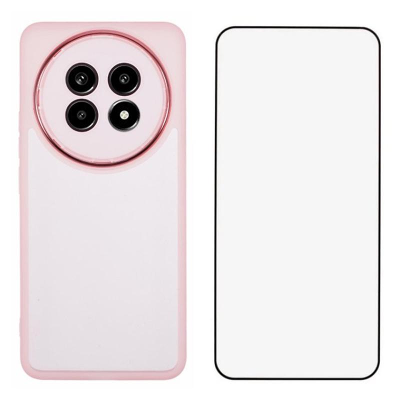 

WANLONFENG DKSM Series for Realme 13 Pro 5G (Global)/13 Pro+ 5G (Global) TPU Case Electroplated Frame with Tempered Glass Transparent Pink
