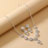 Women'S White Pendant Necklace Earrings Set Women'S Dress Accessories Wedding Jewelry Two Sets Necklace Earrings