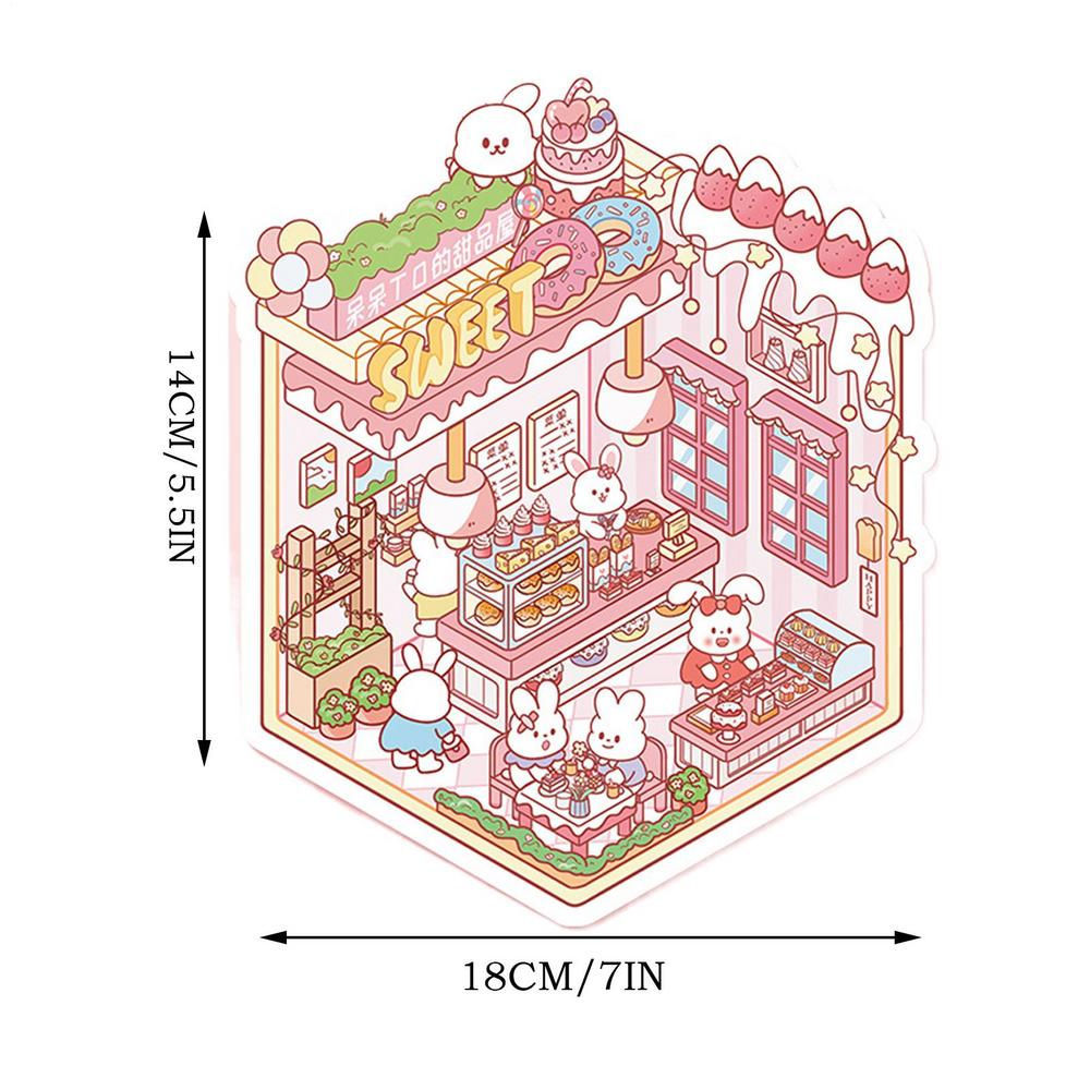 House Stickers 3D Miniature Scene Visual Cartoon Stacking Stickers Gift for Kid Child Baby Student Stress Relief Decoration Tool