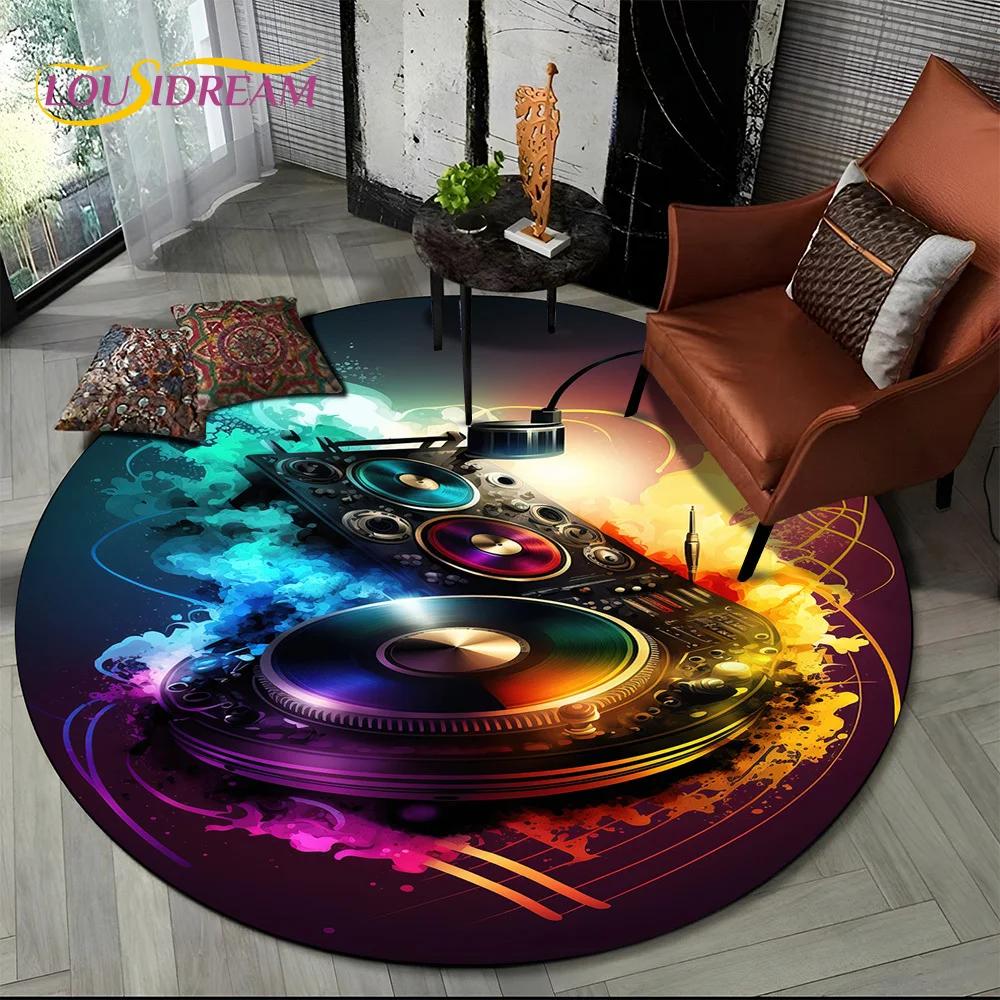 3D Vinyl Record Music DJ Screen Tape HD Round Area Rug,Carpet Rug for Living Room Bedroom Sofa Playroom Decor,Non-slip Floor Mat