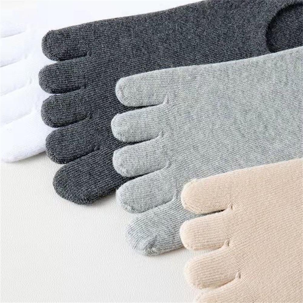 5 Pairs Five Fingers Socks Men White Breathable Short Ankle Toe Socks Sports Running Solid Color Black Gray Male Sox