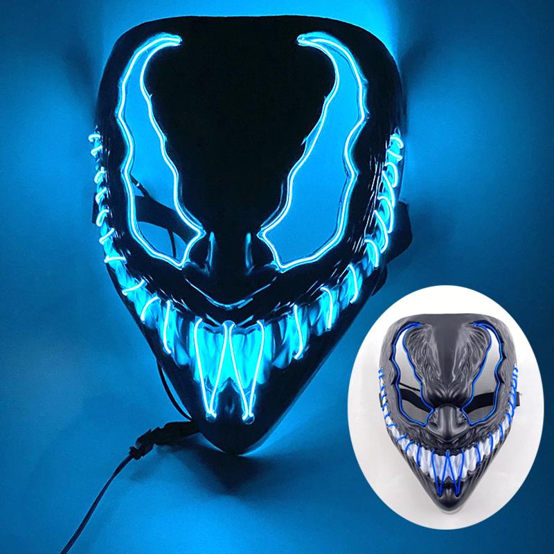 New Personalized Creative Halloween Led Glow Neon Terror Fluorescent Mask Mask