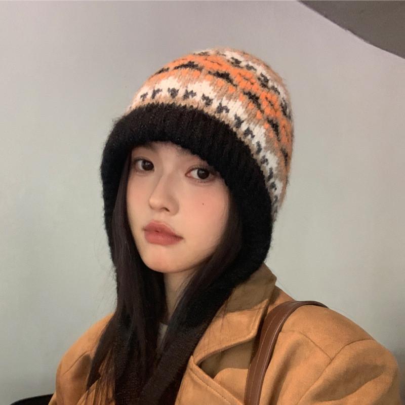 Colorblock Beanie For Women Winter Casual And Fashionable Headwear