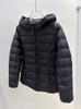 New ribs down jacket women's short hooded white duck down slim and thin temperament warm winter coat