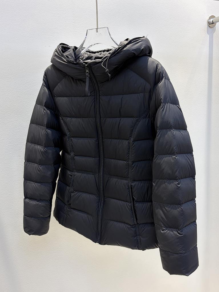 New ribs down jacket women's short hooded white duck down slim and thin temperament warm winter coat