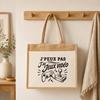 Cabas (sac cabas) - PLANETEE - J'peux pas minimaliste - Toile de jute et coton - 21 L - Anses 65 cm