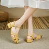 Women's low-heeled sandals summer new simple temperament solid color versatile large-size bag head sandals