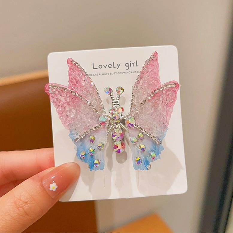 Movable Rhinestone Butterfly Hair Clip for Women and Children – Sweet & Cute Accessory