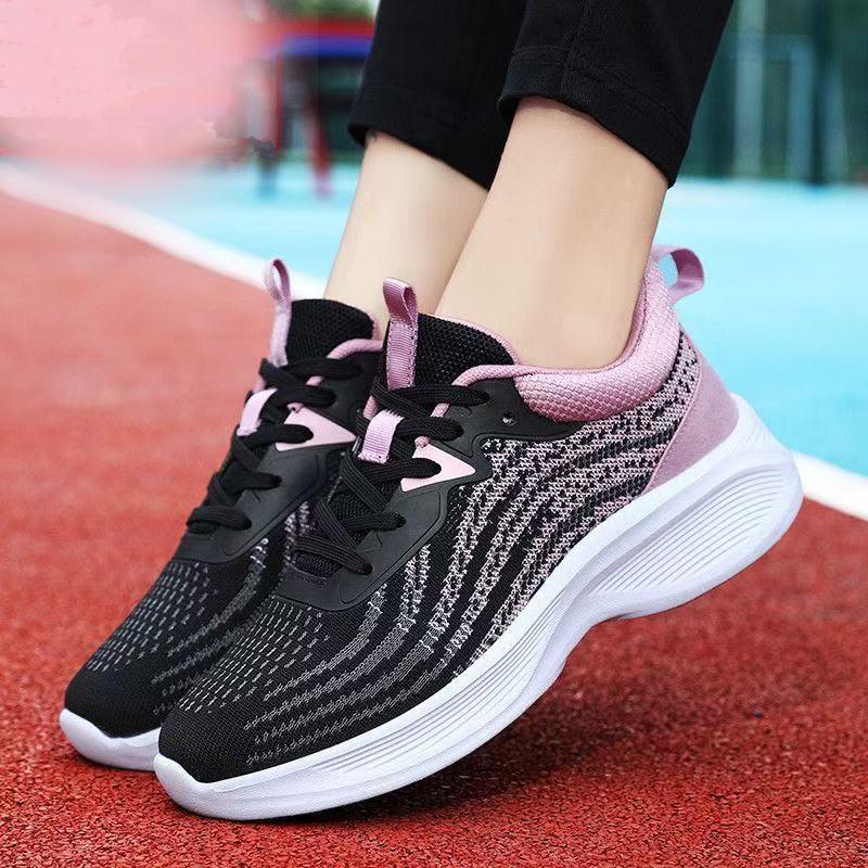 Women's Spring-Summer Flyknit Mesh Running Shoes - Soft Sole, Comfortable, and Breathable