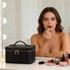 Seyahat Kozmetik Çantası Makyaj Düzenleyici Çıkarılabilir Bölücülü Su Geçirmez Suni Deri Makyaj Çantası Tatil İçin Banyo Çantası Kadın Makyaj Çantası