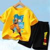 Dragon Ball Son Goku Anime T-shirt Set Kids Short Sleeve Pocket Shorts Ventilate 2-piece Set Boys Girls Cartoon Clothing