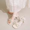 French thick-heeled sandals girl 2025 new summer fashion rhinestone fairy with skirt temperament with cool slippers