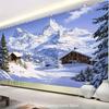 Swiss Matterhorn Snow Mountain Backdrop Winter Nature Background for Christmas & New Year Decoration