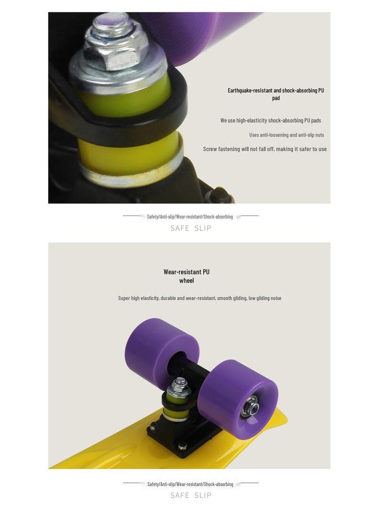 22" einfarbiges Kunststoff-Kinder-Skateboard - Anfänger Teenager 4-Rad Street Style Single Kick Board