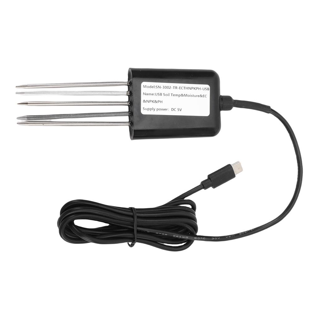 Soil NPK Sensor, 7 In 1 Intelligent Soil Nutrient Fertilizer Tester Probe, Portable USB Temperature Humidity Detector, for Greenhouse, Garden