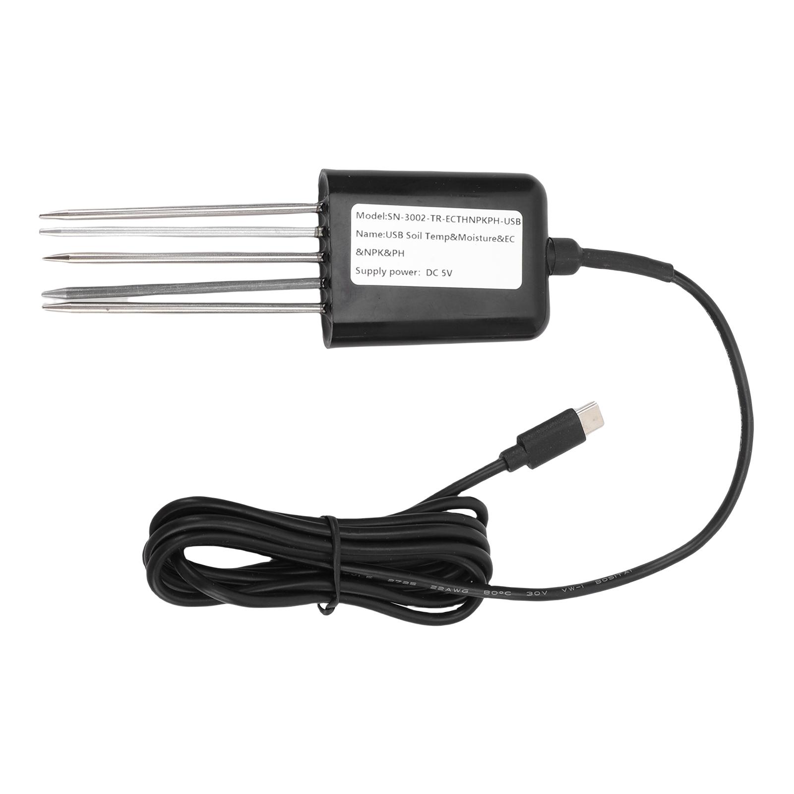 

Soil NPK Sensor, 7 in 1 Intelligent Soil Nutrient Fertilizer Tester Probe, Portable USB Temperature Humidity Detector, for Greenhouse, Garden