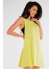 Cotton jersey A-line mini dress with short sleeves, yellow XL