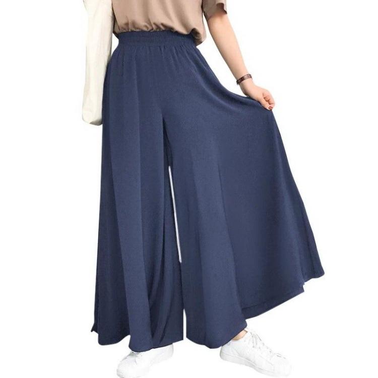 Women Plus Size Wide Leg Pants Solid Color Full Length Trousers Spring Autumn Ladies Fashion Band