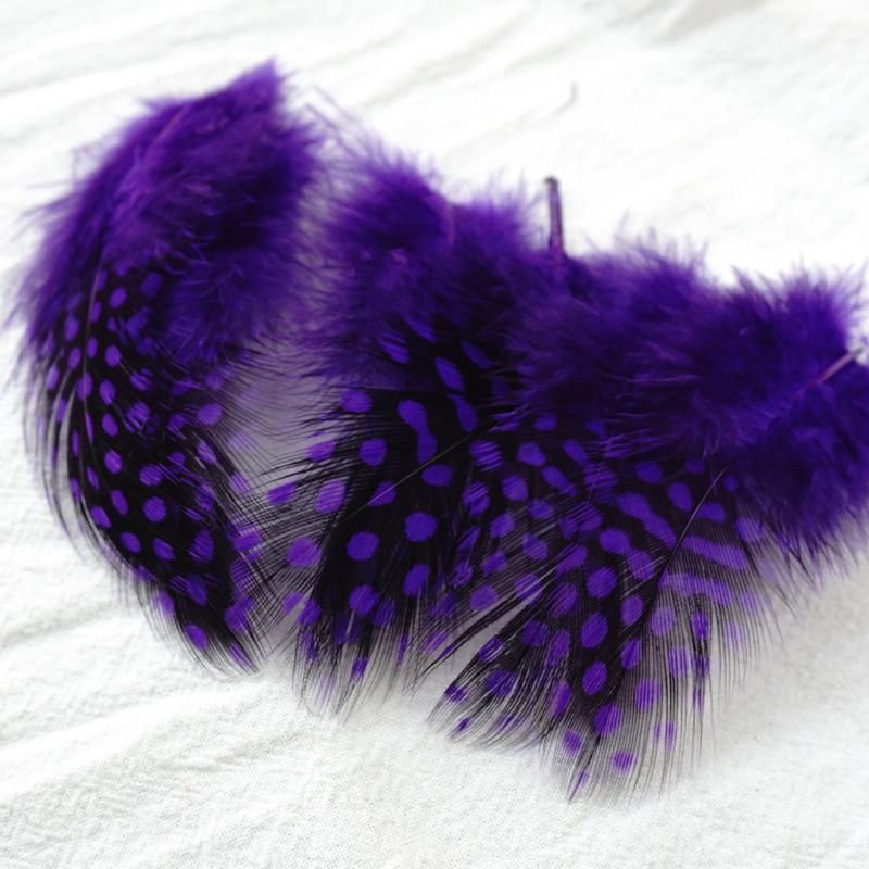 Guinea Fowl Feather Polka Dot Feather Cat Teasing Stick Accessories Colorful Polka Dot Pheasant Feather Handmade Decorative Materials