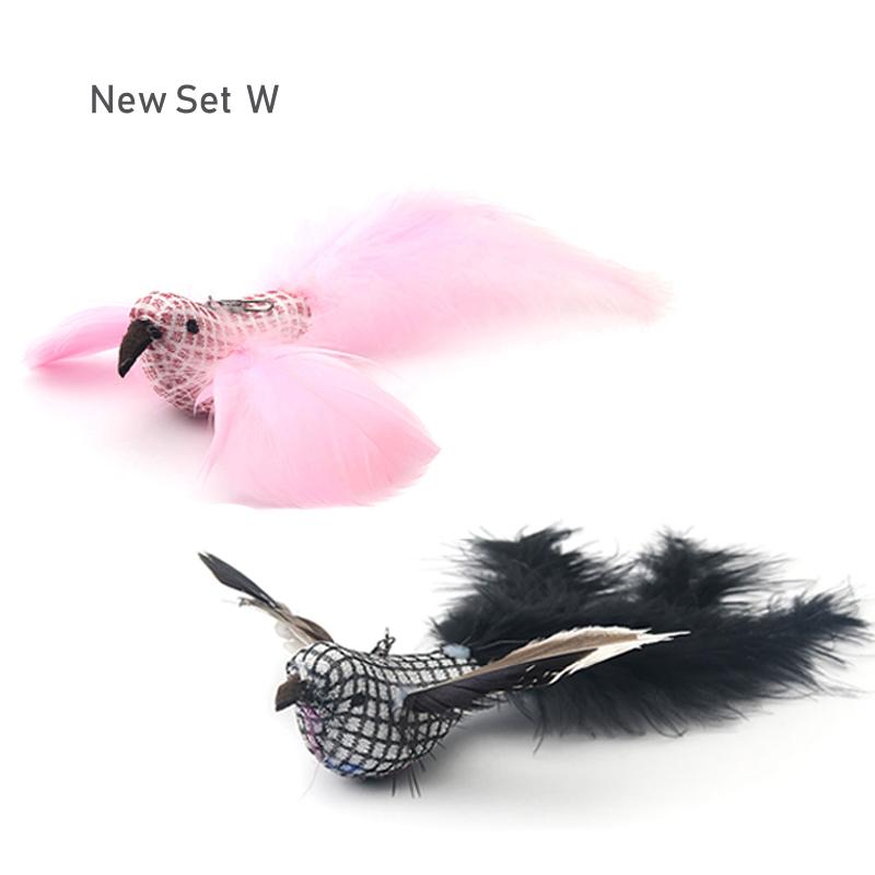 2PCS Fake Bird Accessories oF Funny Cat Stick Feather Cat Toy Cat Teaser Stick DIY Pet Toy