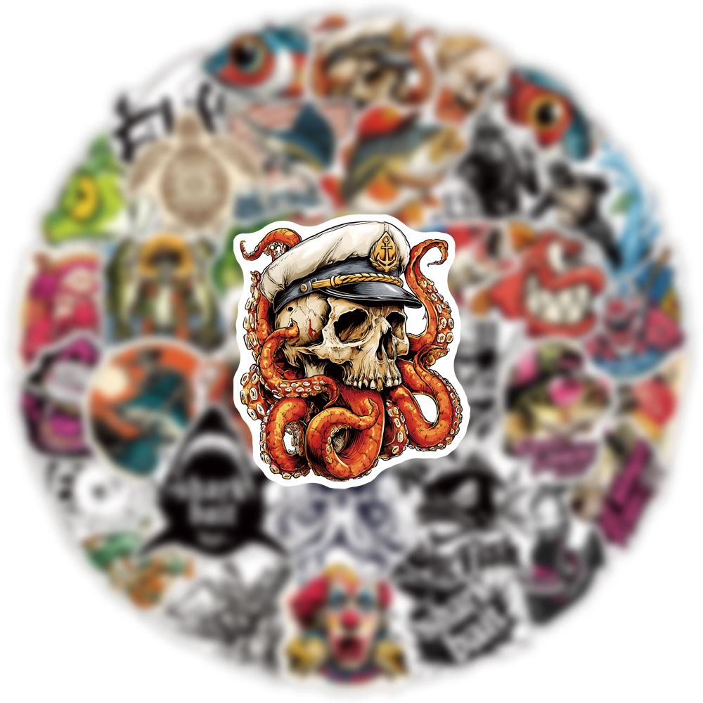 1050Pcs Fishing Stickers Cartoon Cool Personality Creative Decoration Skateboard Cellphone Case Helmet Waterproof Decal Toys