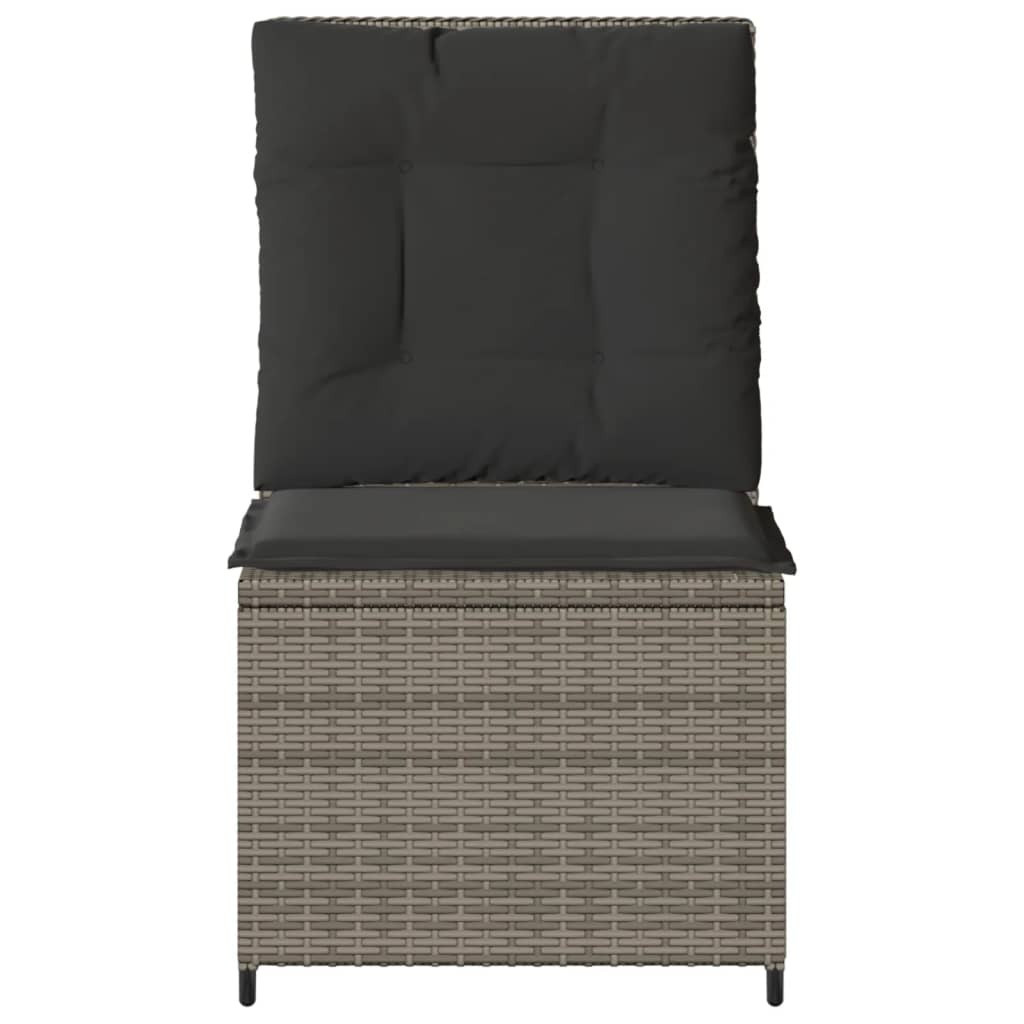 Vidaxl Folding Garden Chair With Cushions, Grey, Poly Rattan