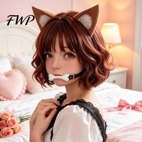 Fun Atmosphere Accessory Bondage Mouth Gag, Dog Bone Breathable Ball Gag with Adjustable Strap for Couples Couples, Adult BDSM Role Play Toy