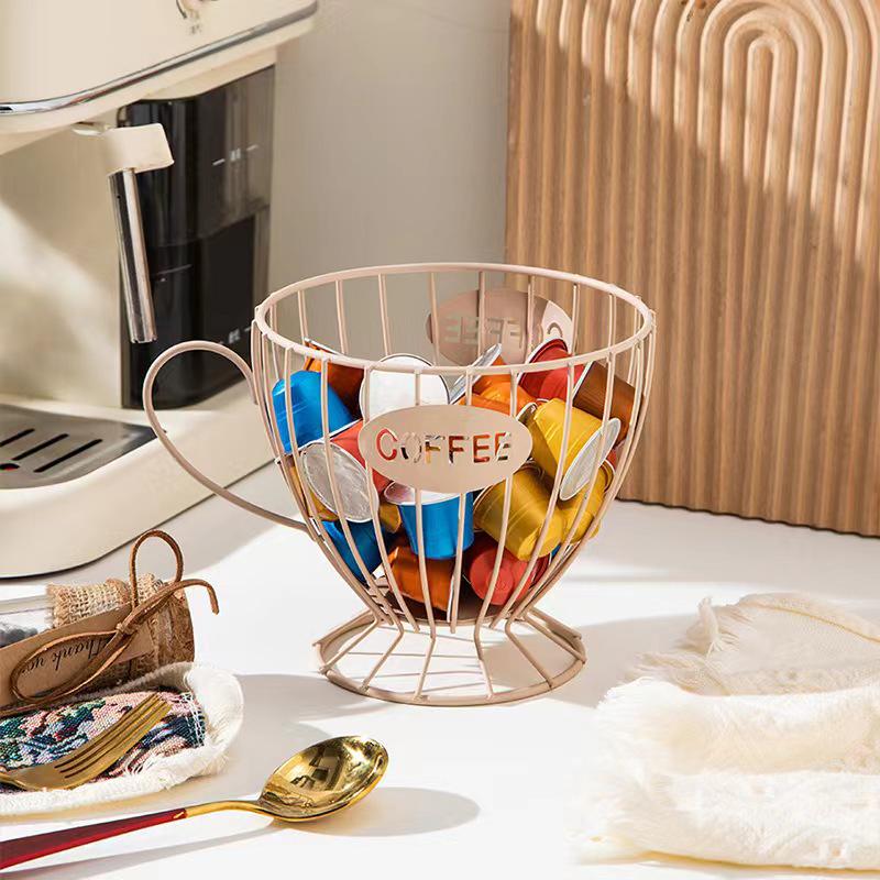 Kreatives Kaffeekapsel-Aufbewahrungsregal im nordischen Stil: Großes Fassungsvermögen für Instantkaffee und Teezimmerdekoration.