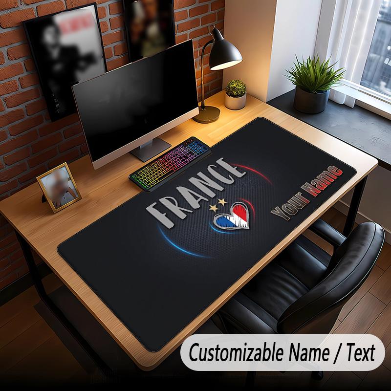 Large Mouse Pad France national football team Print Custom Name Text Desk Mat for Office Gaming