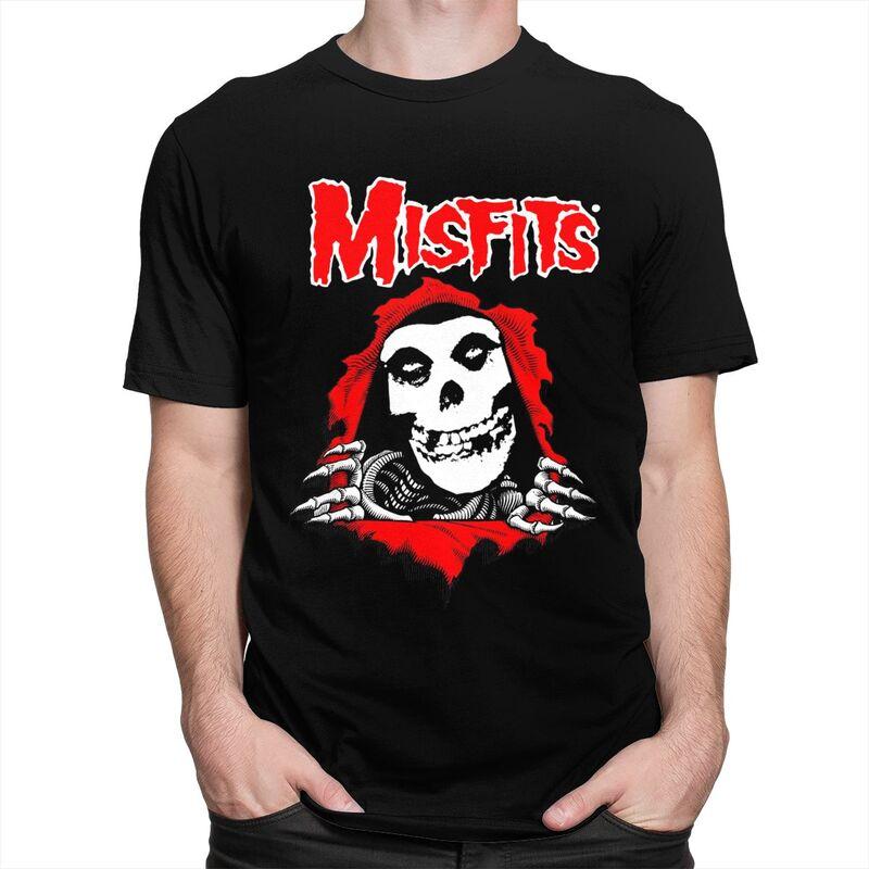 Custom Horror Punk Rock Misfits Skull T Shirts for Men Pure Cotton Tees Tshirt Short Sleeve Tshirt