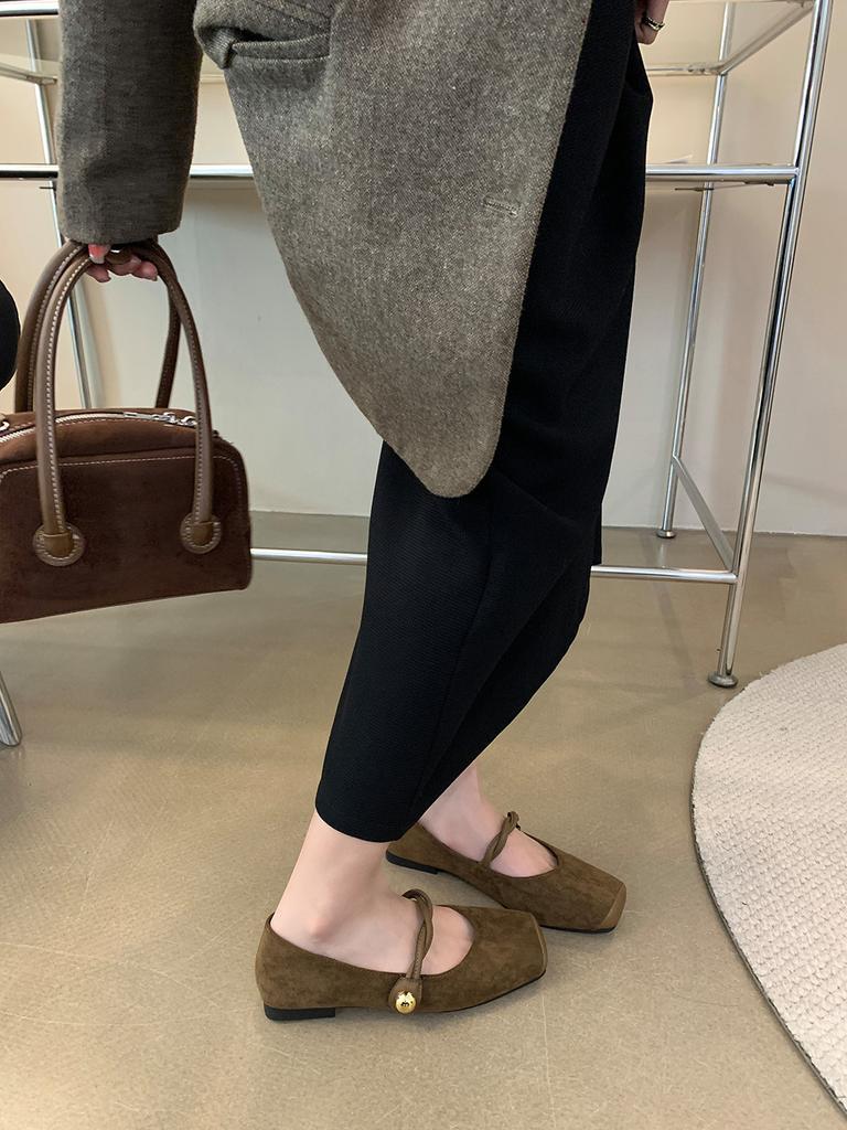 Fashion Square Toe Women Flats Loafers 2024 New Arrivals Dance Shoes Black Brown Green Belt Buckle Casual Mules Shoes Woman Size 35-39